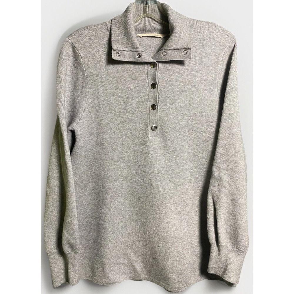 Minimalist Pullover Soft Surroundings Womens Sweater Cotton Blend M Gray
